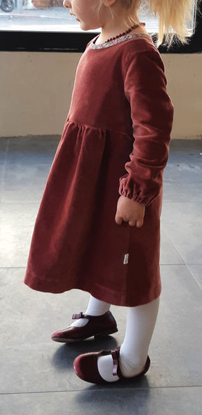 Liberty Velvet dress - Mulled Wine