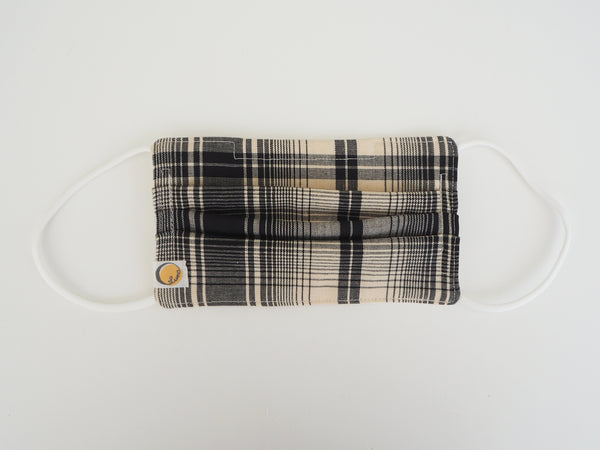 Reusable ADULT Face mask -  B & W Plaid