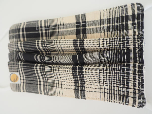 Reusable ADULT Face mask -  B & W Plaid