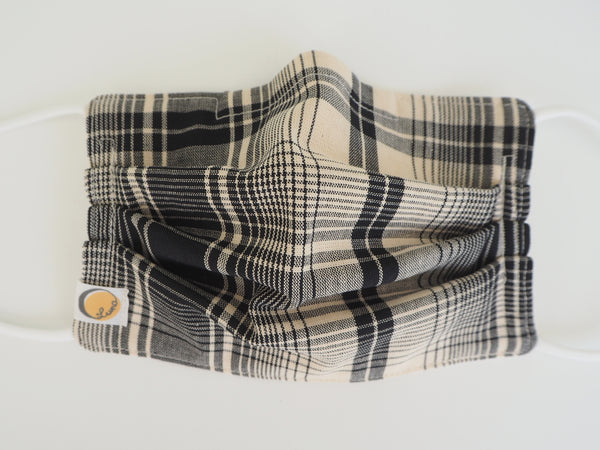 Reusable ADULT Face mask -  B & W Plaid