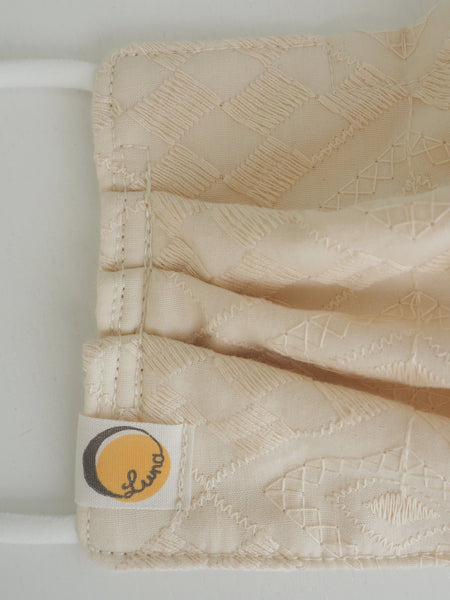 Reusable ADULT Face mask - Embroidered Diamond Natural