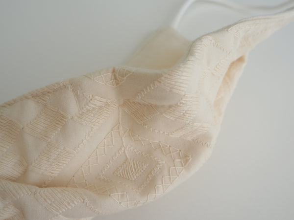 Reusable ADULT Face mask - Embroidered Diamond Natural