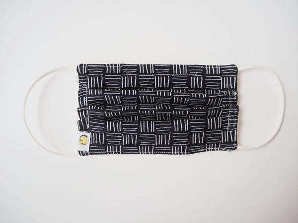 Reusable ADULT Face mask - Black striped boxes