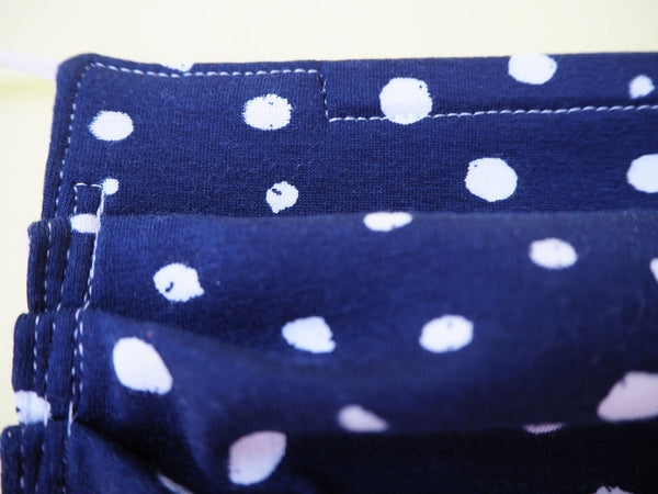 Reusable ADULT Face mask - Blue Silver Polka