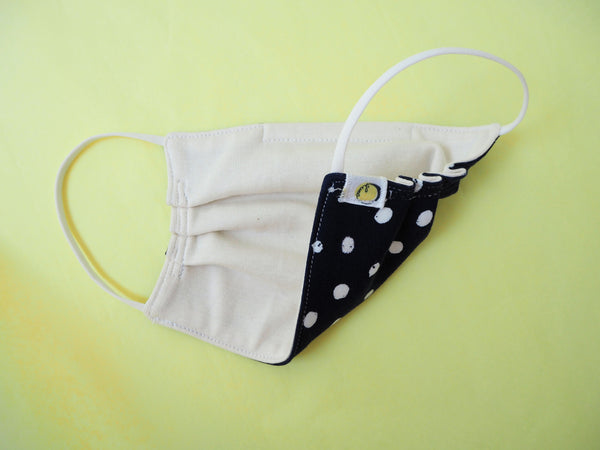 Reusable ADULT Face mask - Blue Silver Polka