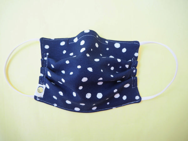 Reusable ADULT Face mask - Blue Silver Polka