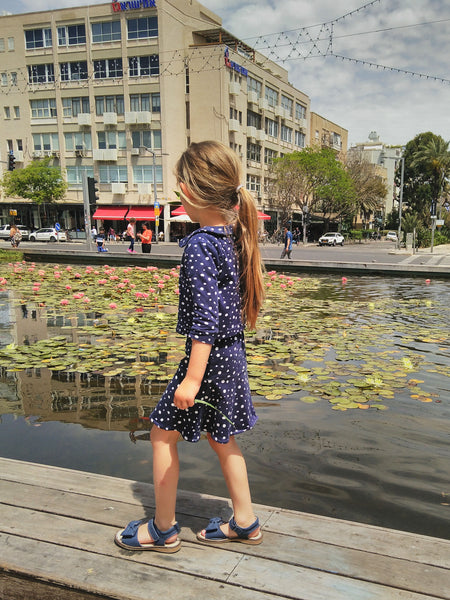 Silver dots yoke organic skirt