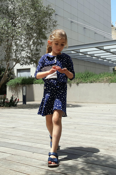Silver dots yoke organic skirt