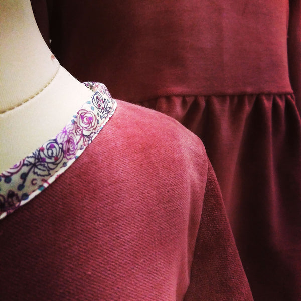 Liberty Velvet dress - Mulled Wine