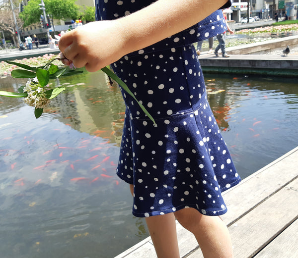 Silver dots yoke organic skirt