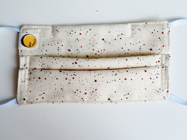 Reusable CHILD Face mask -  Stars and Dots White