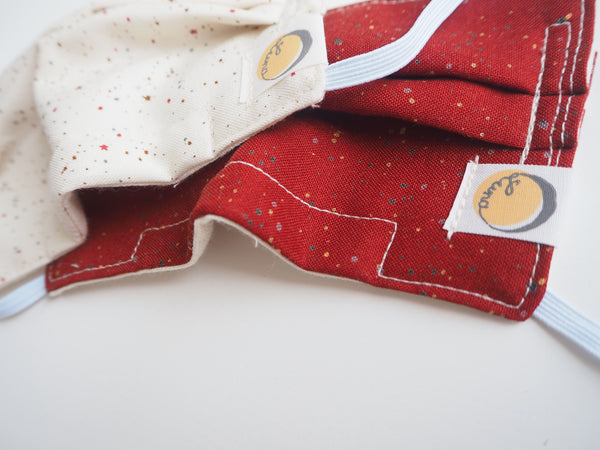 Reusable CHILD Face mask -  Stars and Dots Red