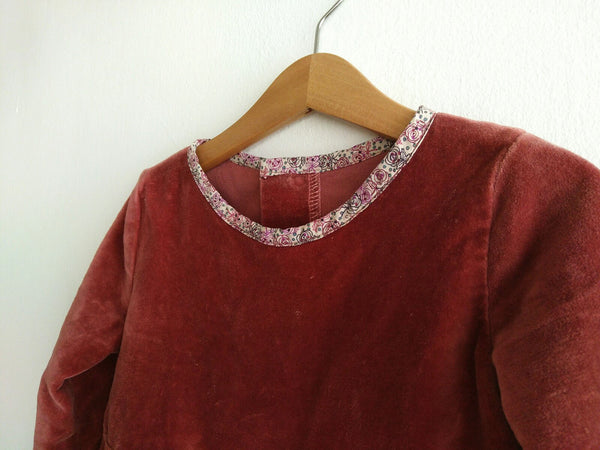 Liberty Velvet dress - Mulled Wine