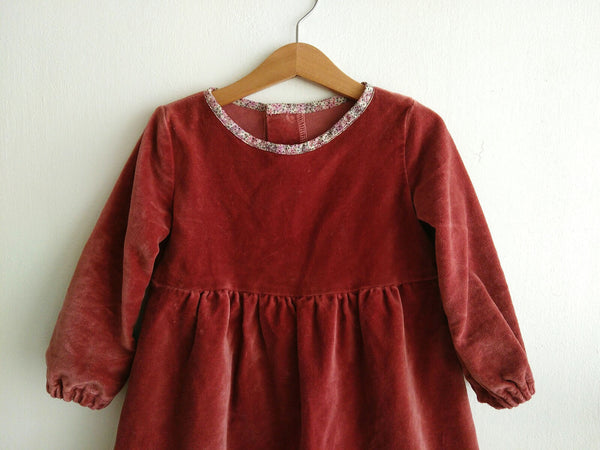 Liberty Velvet dress - Mulled Wine