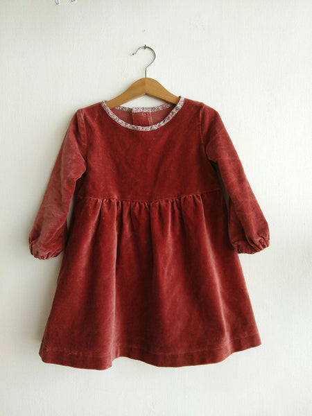 Liberty Velvet dress - Mulled Wine