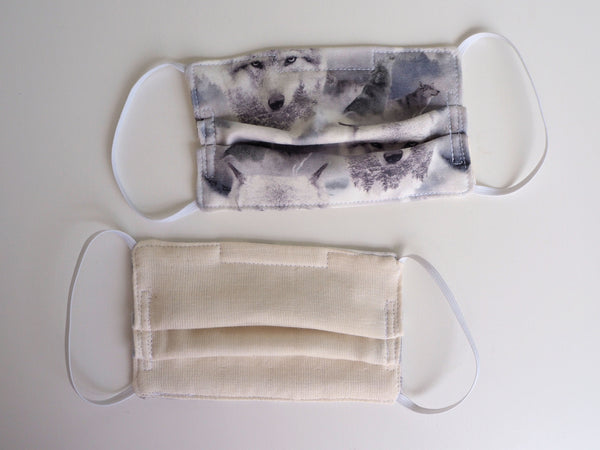 Reusable CHILD Face mask - Snow Wolves