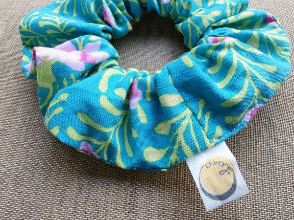 Turquoise floral Scrunchie