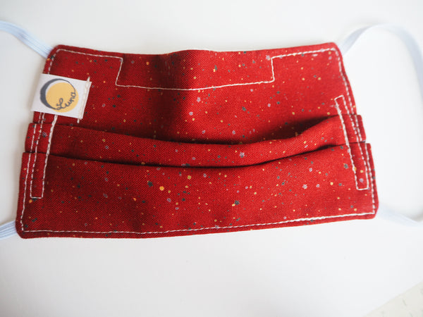 Reusable CHILD Face mask -  Stars and Dots Red