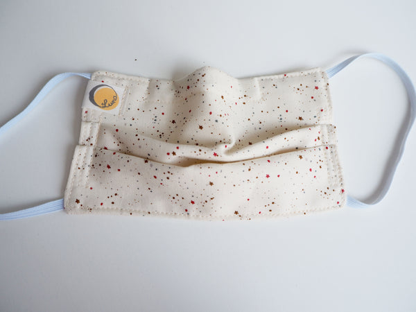 Reusable CHILD Face mask -  Stars and Dots White