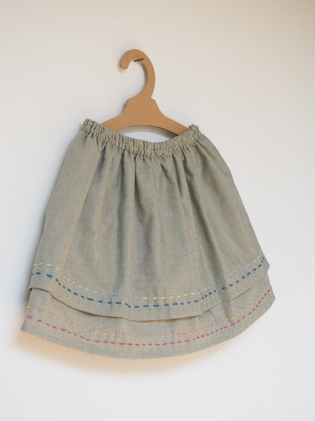 Double layered embroidered skirt